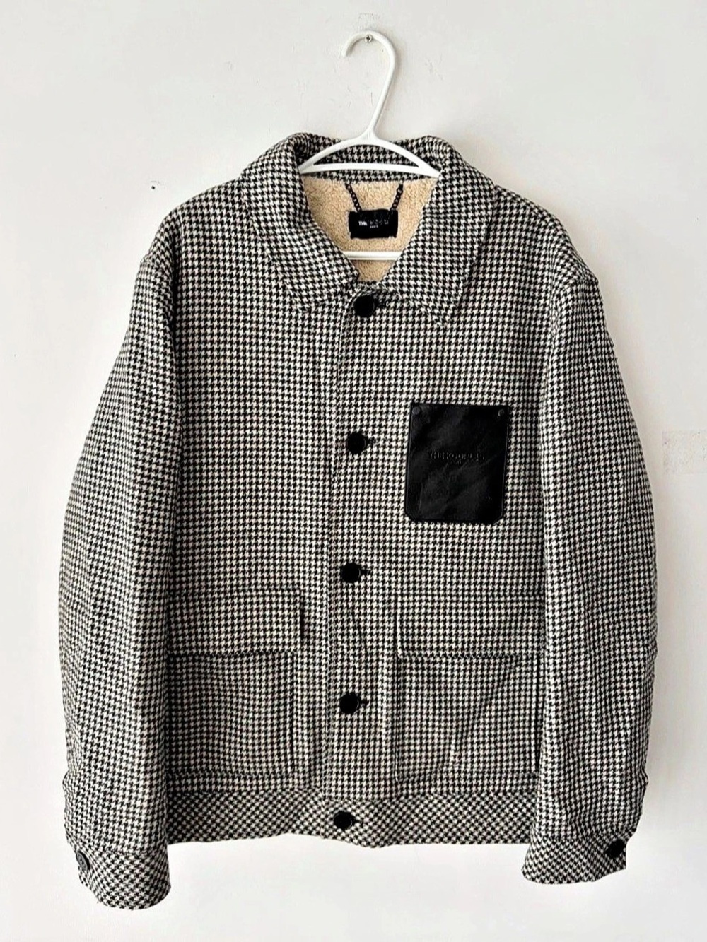 The Kooples Houndstooth Wool Jacket in Black & White Large